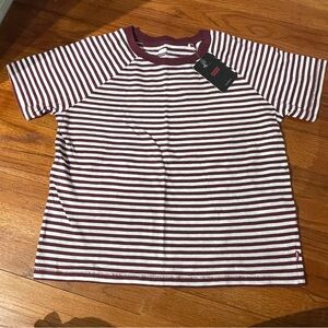Levi’s Burgundy White Striped Raglan Tee NWT Standard Fit Casual Classic Medium